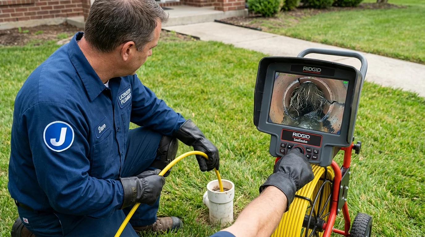 Sewer camera inspection being performed by Johns Plumbing LLC in Thorndale